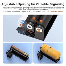 AlgoLaser Rotary Roller 2.0 Y-Axis Rotary Attachment 5-100mm 2 Adjustable Spacing Pre-assembled For Cylindrical Objects Fit for Algolaser MK2 MK3 Pixi and 95% Laser Engravers Craft Sculpture Tool