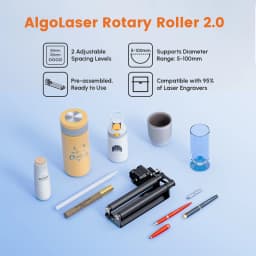 AlgoLaser Rotary Roller 2.0 Y-Axis Rotary Attachment 5-100mm 2 Adjustable Spacing Pre-assembled For Cylindrical Objects Fit for Algolaser MK2 MK3 Pixi and 95% Laser Engravers Craft Sculpture Tool