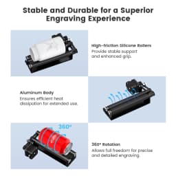 AlgoLaser Rotary Roller 2.0 Y-Axis Rotary Attachment 5-100mm 2 Adjustable Spacing Pre-assembled For Cylindrical Objects Fit for Algolaser MK2 MK3 Pixi and 95% Laser Engravers Craft Sculpture Tool