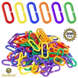 Rainbow C-Clips plastic chain links for bird swing climbing cage toys, multicolor, durable non-toxic plastic, easy DIY classroo