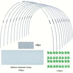 25/50 Garden Rings, Designed Specifically for Elevated Flower Beds and Planting Shelters, Using a 43inch Wide Tunnel Greenhouse Frame. These Rust-Resistant Fiberglass Support Rings Feature a Double-Layer Design and Include 16/32 Clips and 20/40 Connectors