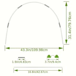 25/50 Garden Rings, Designed Specifically for Elevated Flower Beds and Planting Shelters, Using a 43inch Wide Tunnel Greenhouse Frame. These Rust-Resistant Fiberglass Support Rings Feature a Double-Layer Design and Include 16/32 Clips and 20/40 Connectors