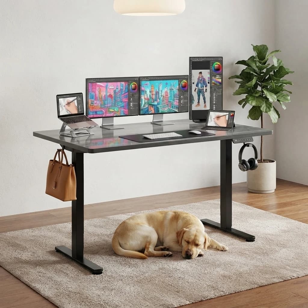 Height Adjustable Electric Standing Desk, 71 X 30 Inches Sit Stand up Desk, Memory Computer Home Office Desk