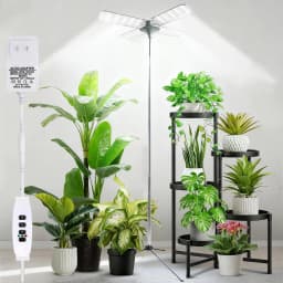 Grow Lights for Indoor Plants, 240 LEDs Full Spectrum Plant Light with Folding Wings, 3/9/12H Auto Timer, 10 Dimmable Levels, 3 Lighting Modes, Height Adjustable for Tall Large Plants, Vegetables