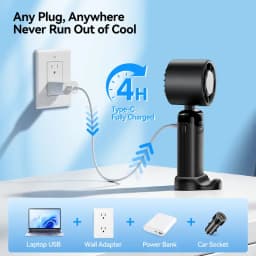 4-in-1 Portable Mini Handheld Fan Foldable Refrigeration Handheld Turbo Fan 12 Hours Cooling, Digital Display, USB Charging, Suitable for Travel, Indoor Use, And Office Desk Usage