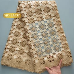 SJD LACE Cord Lace Fabric African Guipure 2026 Hot Sale Stones Nigerian Water Soluble Lace for Women Wedding Party DIY Dresses 4820