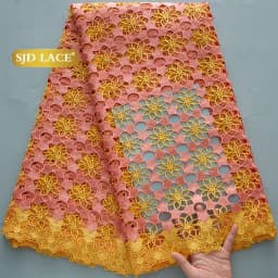 SJD LACE Cord Lace Fabric African Guipure 2026 Hot Sale Stones Nigerian Water Soluble Lace for Women Wedding Party DIY Dresses 4820