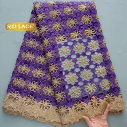 SJD LACE Cord Lace Fabric African Guipure 2026 Hot Sale Stones Nigerian Water Soluble Lace for Women Wedding Party DIY Dresses 4820