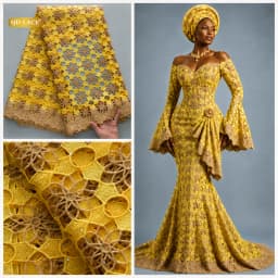 SJD LACE Cord Lace Fabric African Guipure 2026 Hot Sale Stones Nigerian Water Soluble Lace for Women Wedding Party DIY Dresses 4820