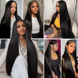 7x6 Human Hair Bone Straight Lace Front Human Hair Wig No Glue 40 46 Inch HD Lace Frontal Wig for Women Pre Plucked 200 Density