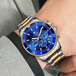 SAPPHERO Men's Luxury Quartz Chronograph Watch Stainless Steel Case 50M Waterproof Luminous Hands Date Display Sport Business Wristwatch Elegant Fashion Timepiece Premium Gift for Men