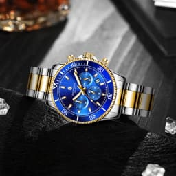 SAPPHERO Men's Luxury Quartz Chronograph Watch Stainless Steel Case 50M Waterproof Luminous Hands Date Display Sport Business Wristwatch Elegant Fashion Timepiece Premium Gift for Men