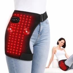Red Light Therapy Hip Wrap with 112 LED Beads Heating Pad and Vibration Massage, Cordless Rechargeable Wearable Hip Thigh Waist Care Belt with 5000mAh Battery, 3 Levels Temperature & Massage Modes, Portable Relaxation Device for Muscle Recovery Fitness Sp