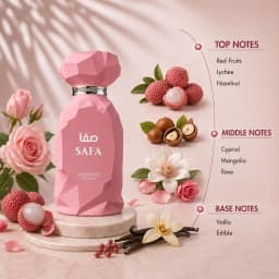 Arabiyat Prestige Safa Eau de Parfum Spray for Women – Elegant Floral, Sweet Fruity & Musk Scent, Radiant Long‑Lasting Sillage, Perfect Eid & Birthday Gift, 3.4 fl oz / 100 ml