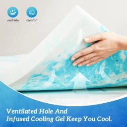 2 Inch Cooling Gel Swirl Memory Foam Mattress Topper Slow Rebound Orthopedic Bed Pad Back Pain Relief Soft Breathable Sleeping Mat for Student Dormitory Hotel Home Bedroom Double Bed Mattress