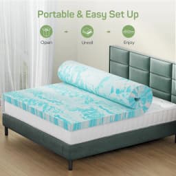 2 Inch Cooling Gel Swirl Memory Foam Mattress Topper Slow Rebound Orthopedic Bed Pad Back Pain Relief Soft Breathable Sleeping Mat for Student Dormitory Hotel Home Bedroom Double Bed Mattress