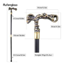 Golden Black Skull Walking Stick Decorative Vampire Cospaly Vintage Party Fashionable Walking Cane Halloween Crosier 93cm