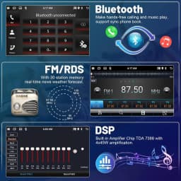 New 9 Inch Android 15 Double Din Car Stereo 2GB+64GB Touch Screen Car Radio Multimedia Video Player for Toyota Corolla EX 2005‑2012 Wireless Carplay & Android Auto GPS Navigation Support FM RDS DSP SWC WiFi Bluetooth Mirror Link Split Screen
