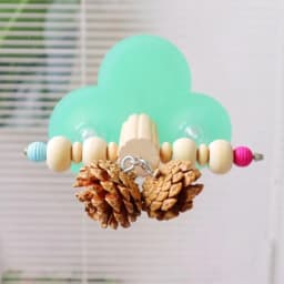 Natural wood bird perch with pine cone foraging chew toys interactive platform stand beak exercise toy for cockatiels, parakeet