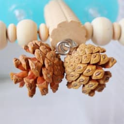 Natural wood bird perch with pine cone foraging chew toys interactive platform stand beak exercise toy for cockatiels, parakeet
