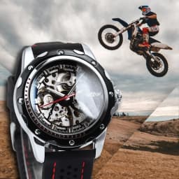 WINNER Business Watch for Men Fashion Skeleton Automatic Mechanical Watches Top Brand Luxury Rubber Strap Classic Sports Mens Wristwatches