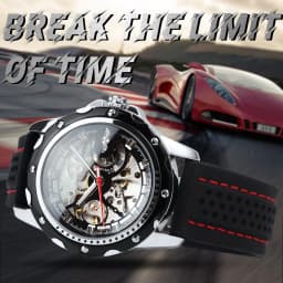 WINNER Business Watch for Men Fashion Skeleton Automatic Mechanical Watches Top Brand Luxury Rubber Strap Classic Sports Mens Wristwatches