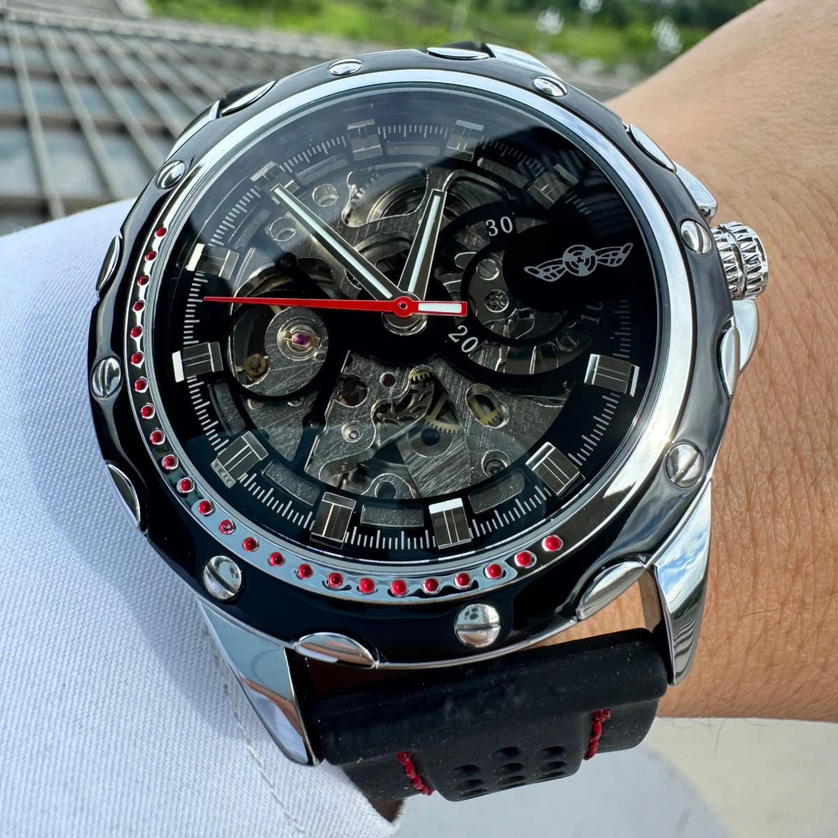 WINNER Business Watch for Men Fashion Skeleton Automatic Mechanical Watches Top Brand Luxury Rubber Strap Classic Sports Mens Wristwatches