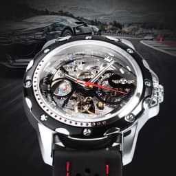 WINNER Business Watch for Men Fashion Skeleton Automatic Mechanical Watches Top Brand Luxury Rubber Strap Classic Sports Mens Wristwatches