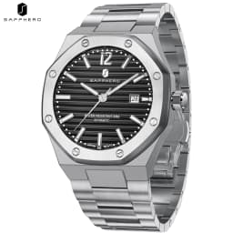 SAPPHERO Men's Automatic Watch Stainless Steel Luxury Sport Wristwatch 50M Waterproof Date Display Business Casual Elegant Durable Mechanical Watch for Men Daily Wear Office Travel Gift
