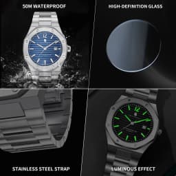 SAPPHERO Men's Automatic Watch Stainless Steel Luxury Sport Wristwatch 50M Waterproof Date Display Business Casual Elegant Durable Mechanical Watch for Men Daily Wear Office Travel Gift
