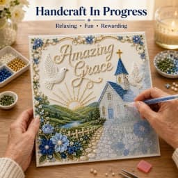 Sacred Hymn Pearl Art Kit Collection, Beginner-Friendly DIY Faith Inspired Craft Set, Religious Wall Hanging Decor, Handmade Spiritual Home Accent Gift