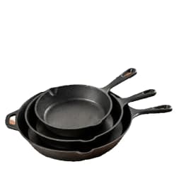 3-Piece Cast Iron Skillet Set, 6,8,10 Inch Frying Pans, Pre-Seasoned Cookware for Stovetop Oven Grill Camping Kitchen