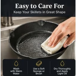 3-Piece Cast Iron Skillet Set, 6,8,10 Inch Frying Pans, Pre-Seasoned Cookware for Stovetop Oven Grill Camping Kitchen
