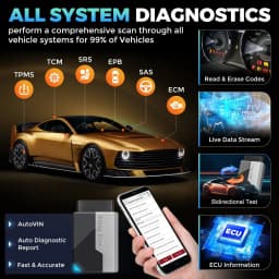 Kingbolen Ediag Elite OBD2 Scanner Bluetooth Lifetime Update,PK ELM327,All System OBD2 Diagnostic Tool with 15 Resets for iOS & Android, CANFD Protocol, Autoauth for FCA SGW Cost-effective Diagnostic Scan Tool