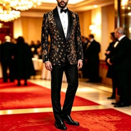 Men Black Velvet Blazer Gold Floral Embroidery Shawl Lapel Slim Fit Jacket Wedding Groom Tuxedo For Party Prom