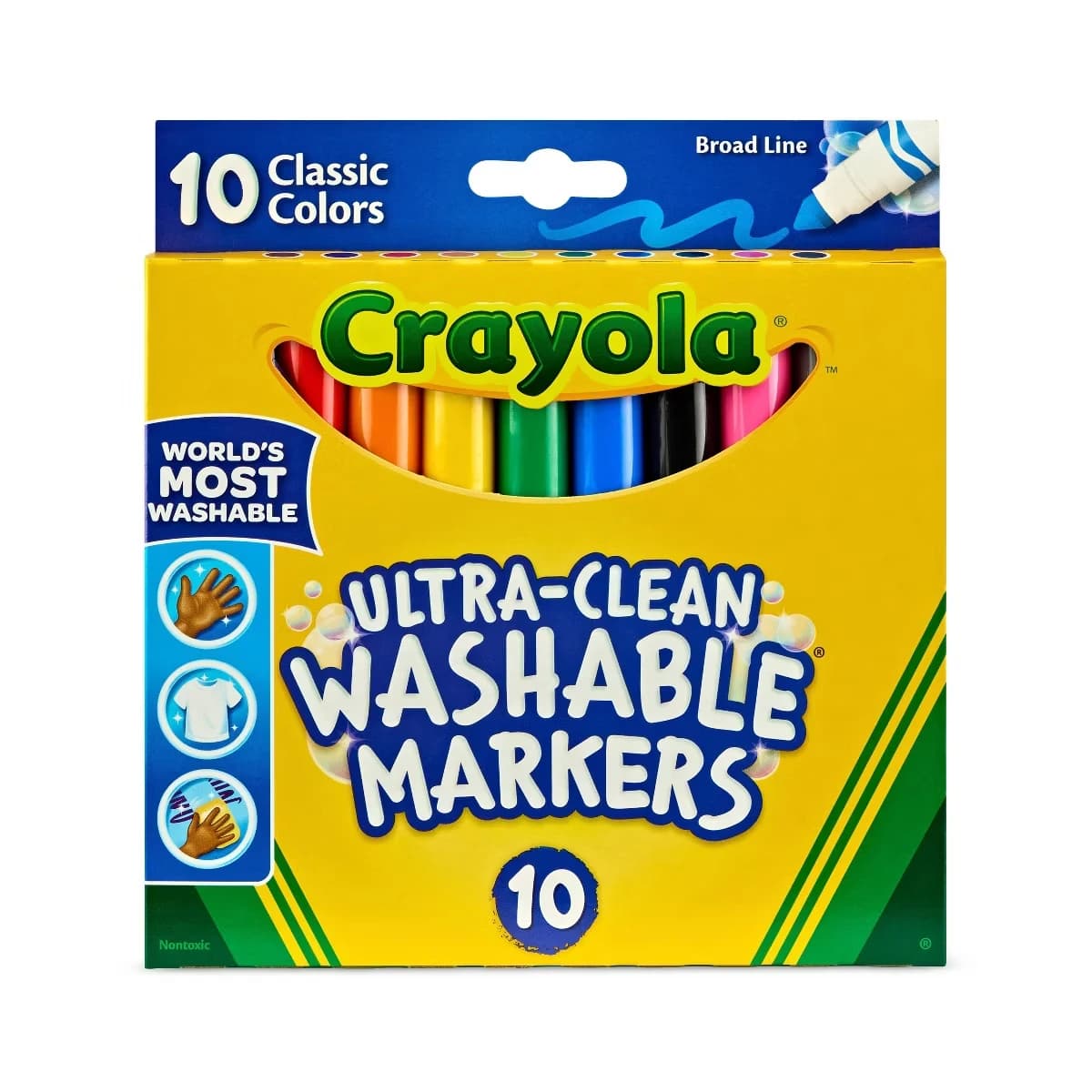 10ct Ultra Clean Washable Broad Line Markers, School Supplies for Kids, Art Classroom Must Haves, Coloring Gift, Ages 3+