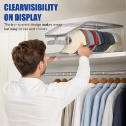 Hat Storage Organizer Box Clear PVC Baseball Cap Storage Container Stackable Dust‑Proof Cap Holder For Closet Wardrobe Under Bed