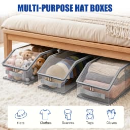 Hat Storage Organizer Box Clear PVC Baseball Cap Storage Container Stackable Dust‑Proof Cap Holder For Closet Wardrobe Under Bed