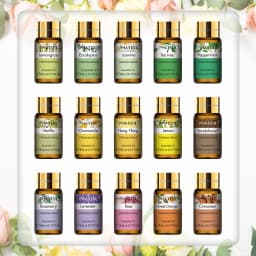 PHATOIL 15pcs x 5ml Essential Oil Gift Set For Aromatherapy Diffuser Lavender Peppermint Eucalyptus Lemon Cinnamon Vanilla Rose Aroma Essential Oils For Soap & Candle Making