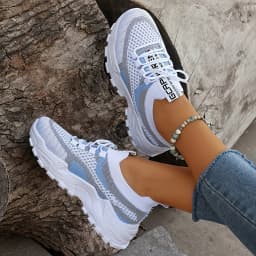 Ladies Breathable Mesh Patchwork Chunky Dad Sneakers Lace Up Height Increasing Platform Walking Shoes Non Slip Soft Thick Sole Casual Sport Trainers Multicolor Plus Size 35-44 For Daily Shopping Gym Outdoor Street All Season Footwear