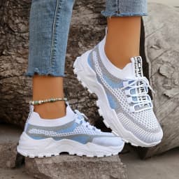 Ladies Breathable Mesh Patchwork Chunky Dad Sneakers Lace Up Height Increasing Platform Walking Shoes Non Slip Soft Thick Sole Casual Sport Trainers Multicolor Plus Size 35-44 For Daily Shopping Gym Outdoor Street All Season Footwear
