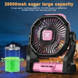 MystyMyth Cold Air Battery Powered Fan With LED Lantern, Dual Motor Camping Fan, 4-Speed Adjustable Desktop Fan With Hook, Portable Outdoor Fan, Suitable For Tents, Power Outages, And Construction Sites SE25090491331941607