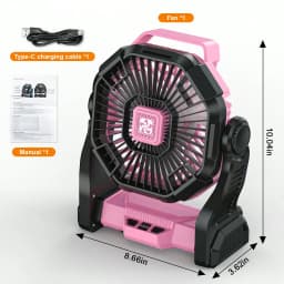 MystyMyth Cold Air Battery Powered Fan With LED Lantern, Dual Motor Camping Fan, 4-Speed Adjustable Desktop Fan With Hook, Portable Outdoor Fan, Suitable For Tents, Power Outages, And Construction Sites SE25090491331941607