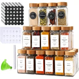 12 Compact Bamboo Seasoning Storage Boxes, Suitable For Countertops And Kitchen Drawers, Filled With Spices.