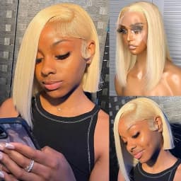 Vietnamese 250% Density #613 Blonde Straight Bob Wigs 100% Human Hair 13x4 Lace Front Wig Virgin Hair Blonde Straight Human Hair Wigs For Women