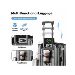 20 Inch Carry On Luggage With Cup Holder and USB Port, Airline Approved TSA Lock Hardside Suitcase, Lightweight PC Spinner Wheel Travel Suitcase for Women Men Business Vacation, 360 Degree Rolling Trolley Case with Front Pocket