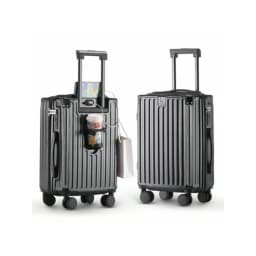 20 Inch Carry On Luggage With Cup Holder and USB Port, Airline Approved TSA Lock Hardside Suitcase, Lightweight PC Spinner Wheel Travel Suitcase for Women Men Business Vacation, 360 Degree Rolling Trolley Case with Front Pocket