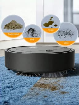 3-In-1 Robot Vacuum Cleaner And Mop Combo, USB Rechargeable, Strong Suction, 60 Min Runtime, Slim & Quiet Design, Suitable For Pet Hair, Hard Floors & Daily Cleaning, Auto-Direction Mop, Pet Hair Cleaner | Robot Vacuum Cleaner | USB Rechargeable