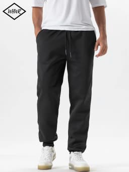 Men Heavy Sherpa Lined Winter Jogger Sweatpants Elastic Waist Thermal Cold‑weather Trousers Warm Fleece Inner Casual Jogging Pants