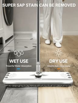 PokEpic 1PC Upgrade Mop And Bucket With Wringer Set, Flat Floor Cleaning Mop System With 6 Reusable Microfiber Pads, Wet Dry Household Cleaning Tool, Durable Floor Mop For Kitchen Bathroom Home Essentials/sh260429125579894628443